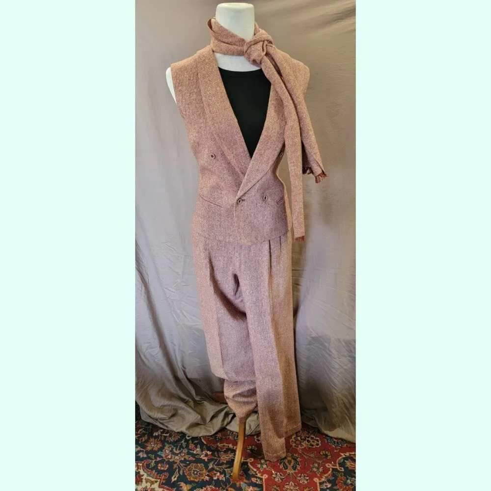 FABULOUS 3-PIECE VINTAGE TWEED SUIT 1970'S ERA - Picture 2 of 11